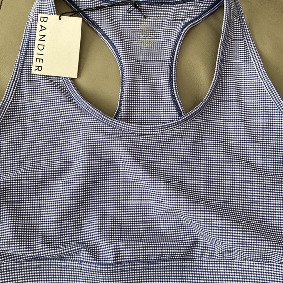NWT Bandier Front Row Bra in Navy Gingham 💙🤍💙 - Picture 7 of 13
